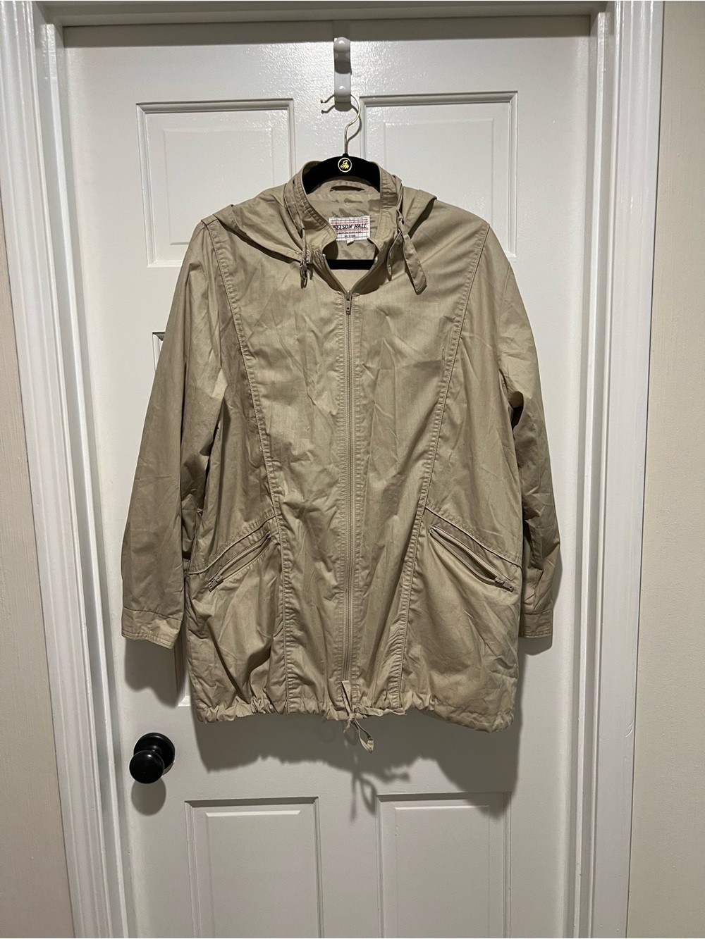 Lightweight Beige Utility / Rain Jacket with detachable Hood